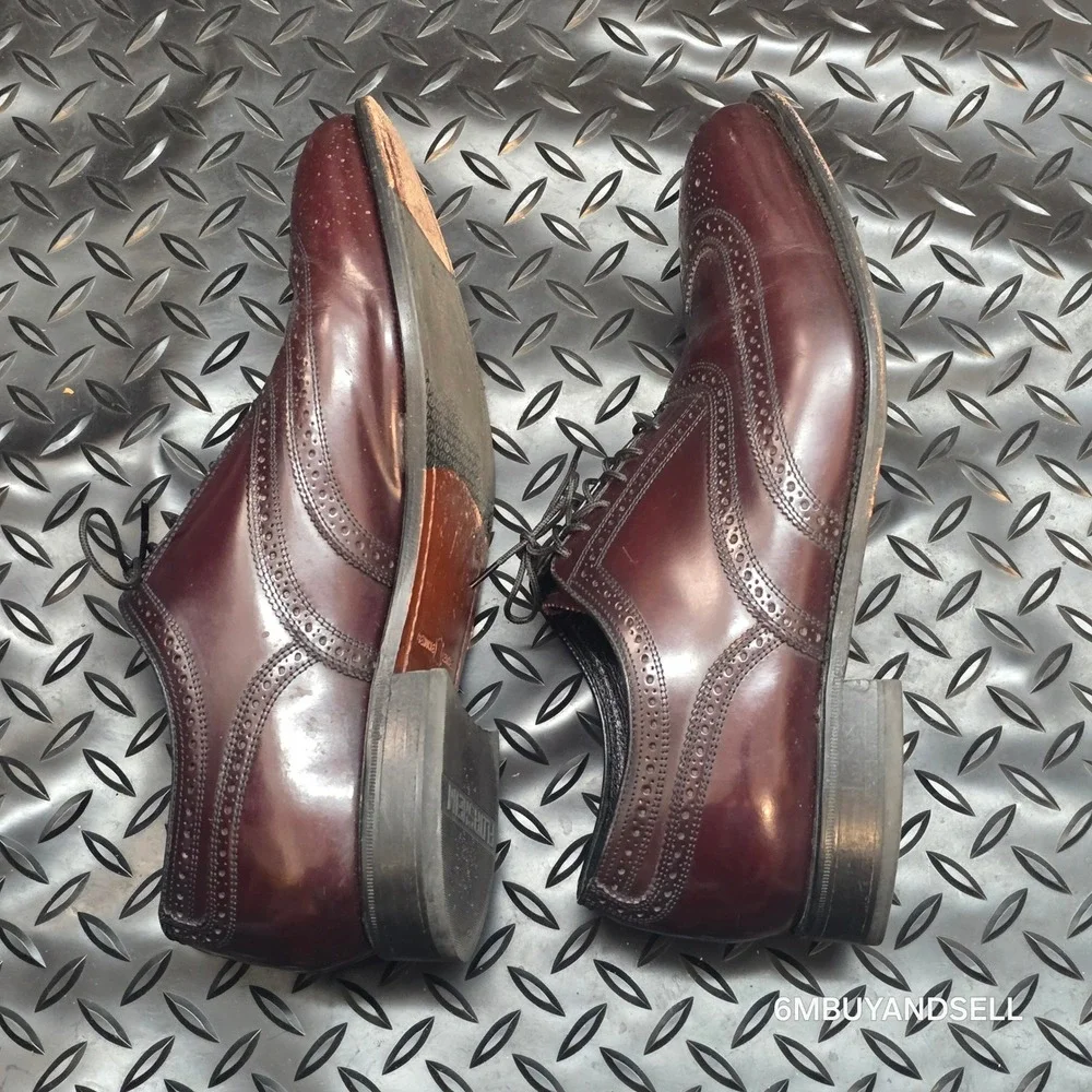 Florsheim Mens 10.5 Burgundy Leather Wingtip Oxford Dress Shoes Brogue 232481 05